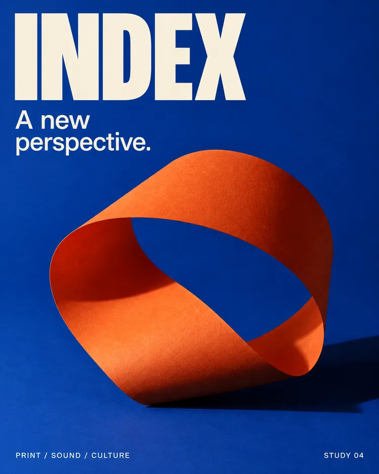 INDEX alternative colour study. Fictional, AI-generated campaign artwork.